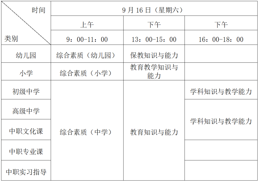 中小学教师资考试时间